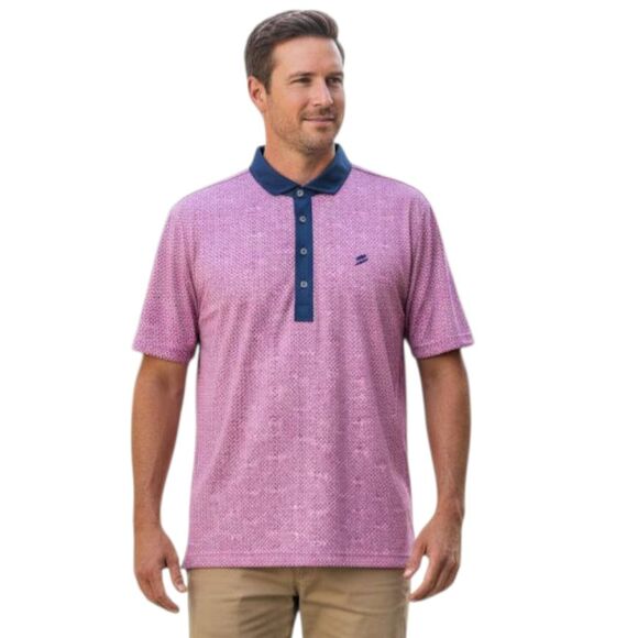 GREYSON Men's XL Plus Or Minus Polo Shirt Wild Rose Pink Golf Performance NWT - Picture 1 of 12